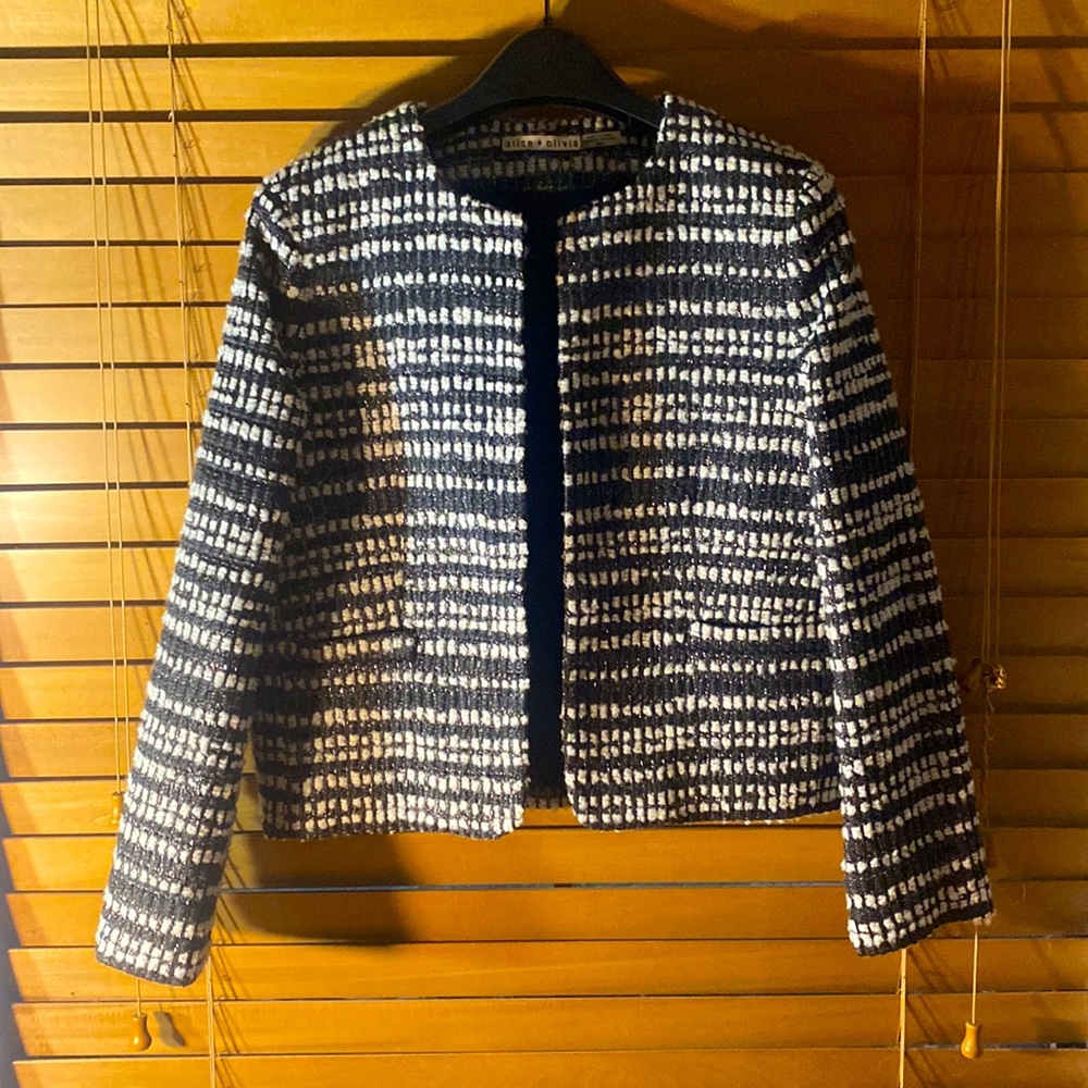 Alicia + Olivia Cropped Wool Blend Jacket with Metallic NWOT